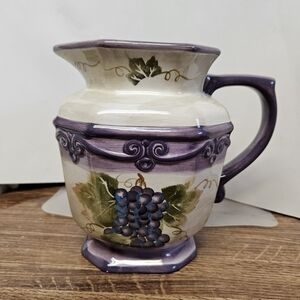 Vintage Tabletops Unlimited Merlot Hand-painted Ceramic Pitcher